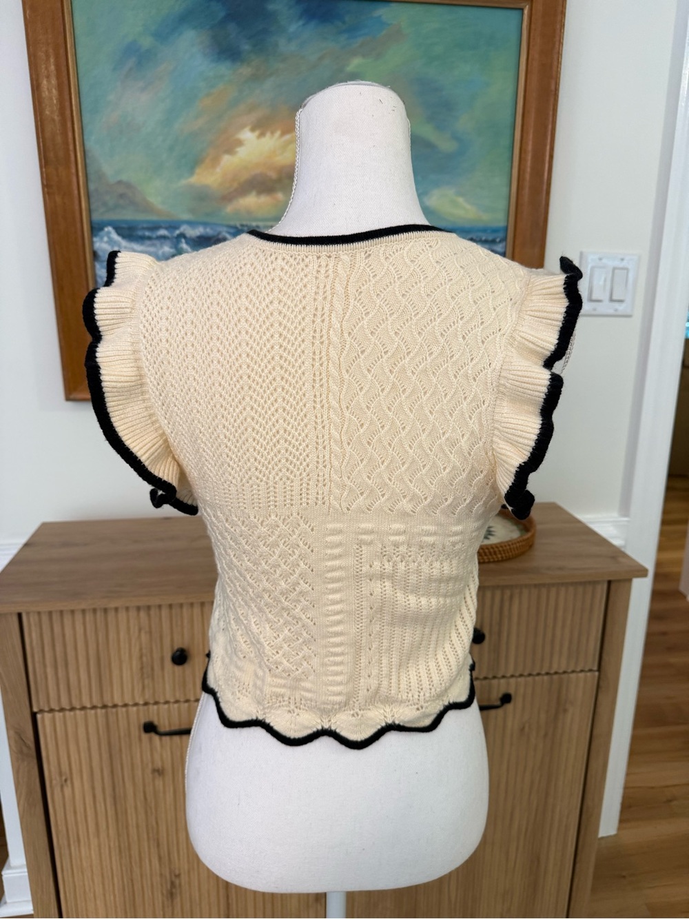 Cream Ruffle-Trim Knit Top - Picture 4 of 4